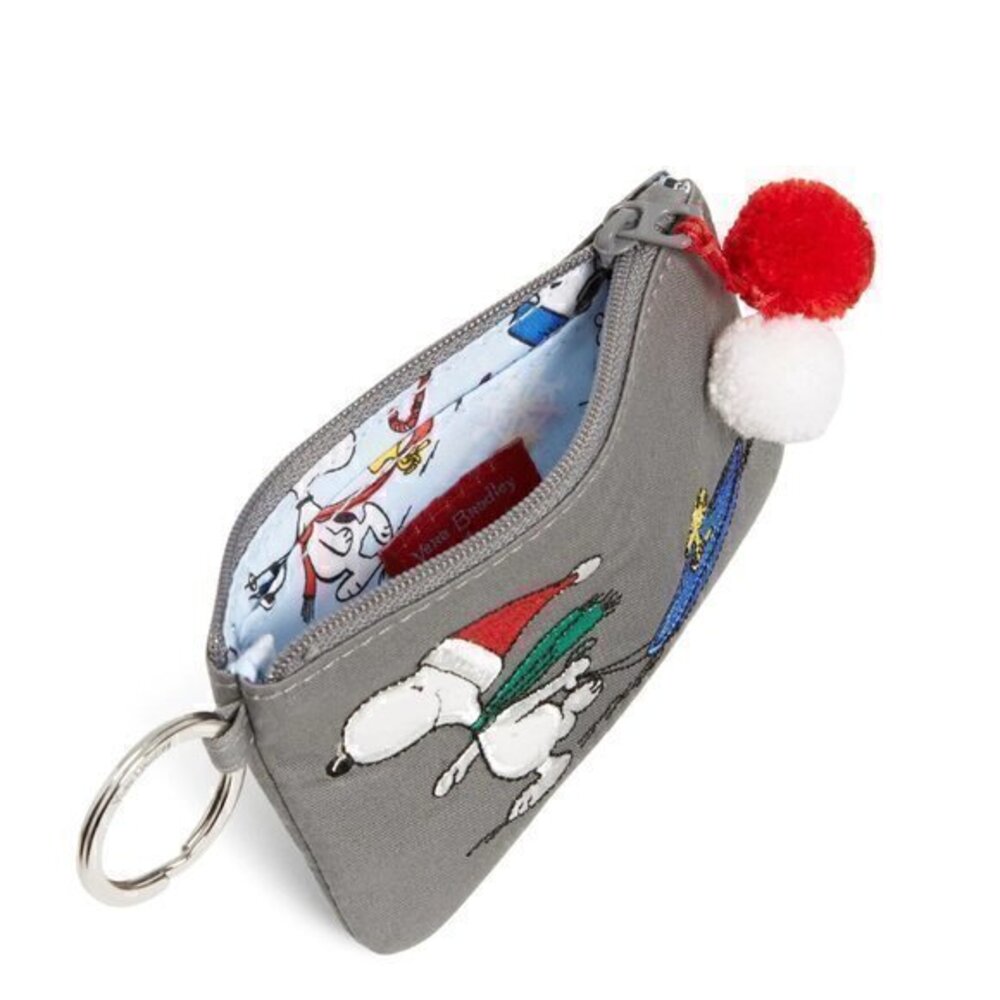 Vera Bradley Peanuts® Zip ID Lanyard in Snoopy and Woodstock Sled NWT